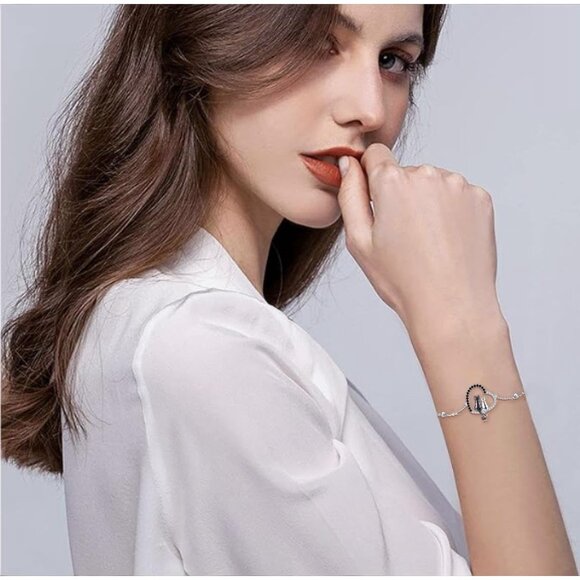 Sterling Silver Cute Cat Heart Bracelet for Women Gift - Picture 5 of 6